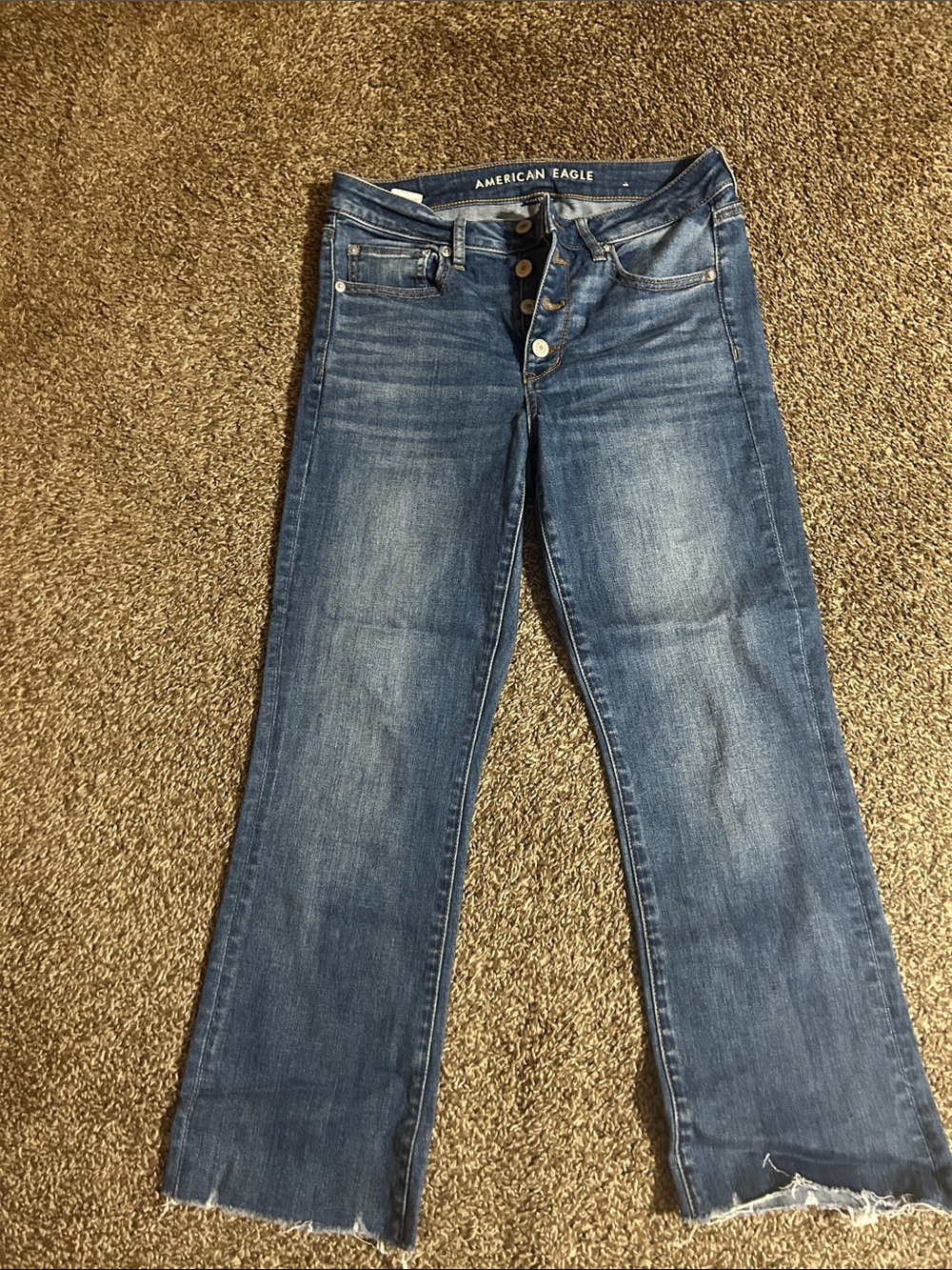 American Eagle Outfitters Medium Blue Flare Jeans with Button Fly